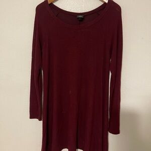 Daytrip Wine Long Sleeve Scoop Neck Sweater Dress